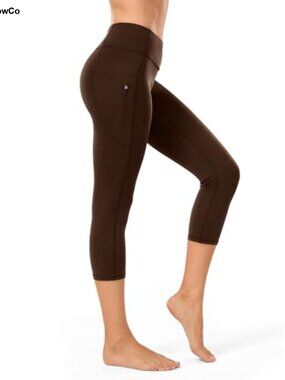 Yoga Capri Leggings with Zipper Pocket High Waisted Compression Workout Pants